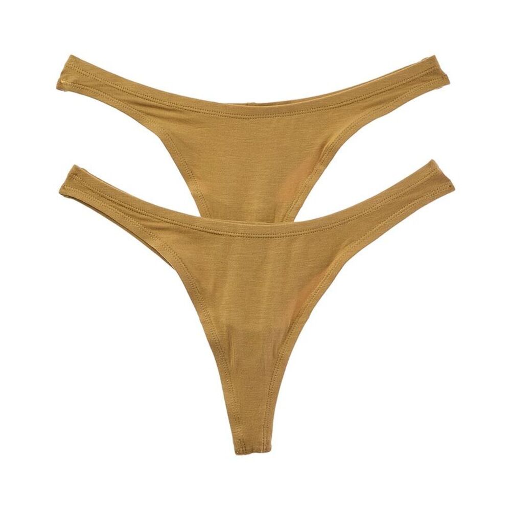 Bamboo Womens Set Of 2 Essential Dipped Thong, Green